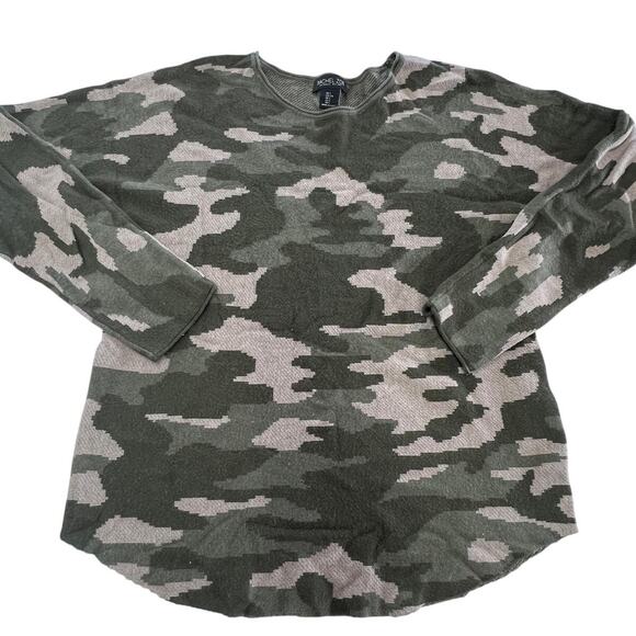 Rachel Zoe Sweater Womens Large Green Camo Pullover Crewneck Cashmere Blend Soft - Picture 1 of 8